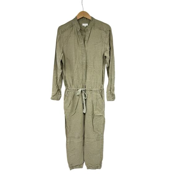Wilfred With Linen Green Lyocell Linen Blend Jumpsuit Utility Womens 6 - Picture 1 of 7